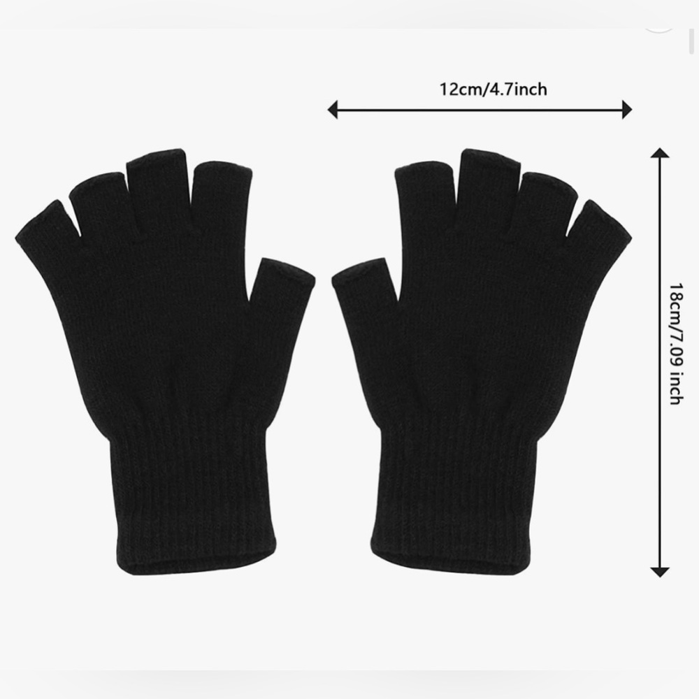 NWOT stretchy black knit fingerless gloves - Picture 3 of 3
